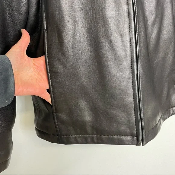 Dockers Men's Black Genuine Leather Full Zip Jacket Size Large